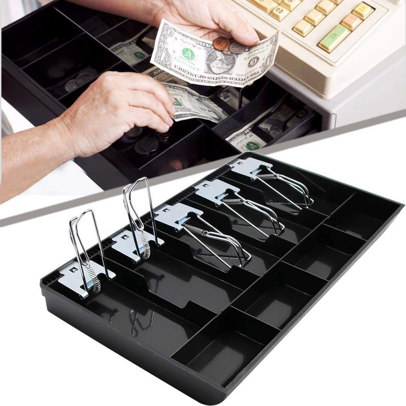 SUKHAD ABS Cash Drawer, 5 Cash and 4 Coin Compartment, Cashier Storage Tray | 40.4 X 24 X 3.5 cm | Black - Image 4