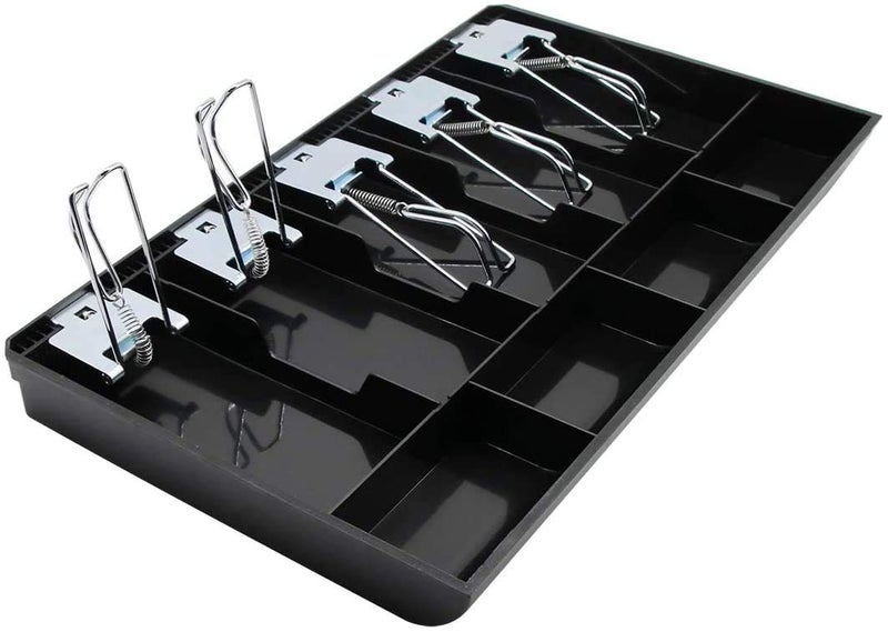 SUKHAD ABS Cash Drawer, 5 Cash and 4 Coin Compartment, Cashier Storage Tray | 40.4 X 24 X 3.5 cm | Black - Image 1