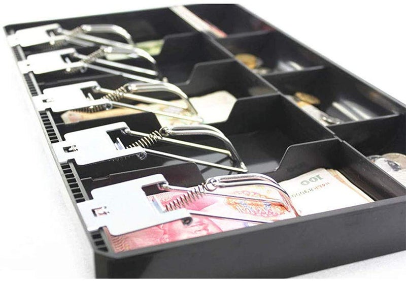 SUKHAD ABS Cash Drawer, 5 Cash and 4 Coin Compartment, Cashier Storage Tray | 40.4 X 24 X 3.5 cm | Black - Image 2