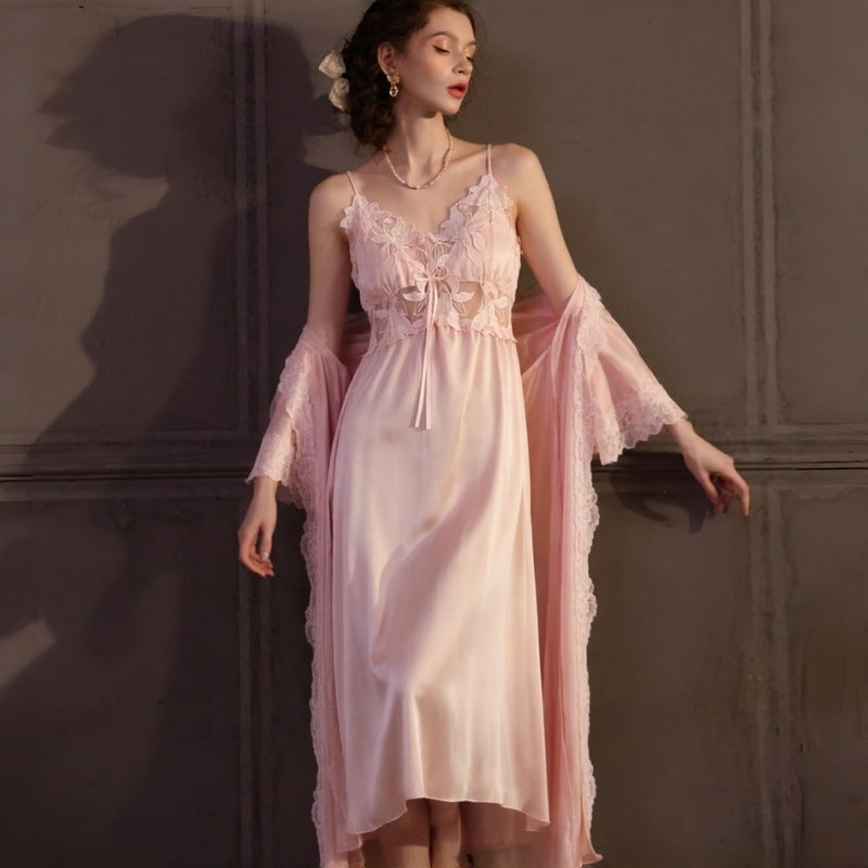 Chen Xie Summer Ice Silk Sexy Nightgown - Long Slip Dress for Home & Relaxation - Image 3