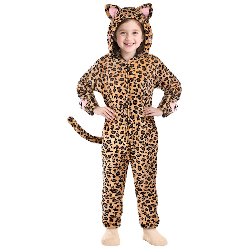 Joycover Cat Costume For Girls Onesie Leopard Costume Girls Leopard Cat Costume For Kids Dress Up Role Play Halloween Costumes For Girls Kids Aged 56 Size S - Image 2
