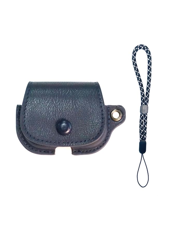 Case Cover For AirPods 1 / 2 Backpack Style PU Leather Earphone Protective Case with Lanyard Dark Blue 
