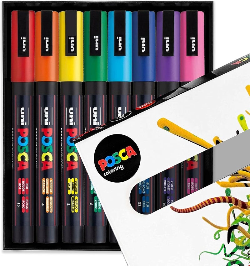 POSCA POSCA Colouring  PC3M Essential Colours Set of 8  In Gift Box - Image 1