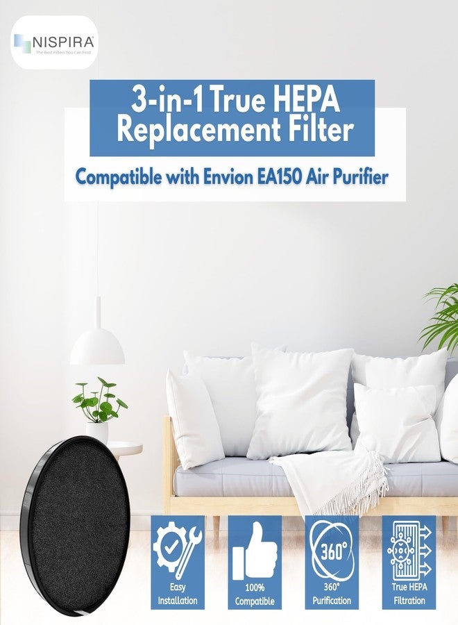 نيسبيرا فلتر بديل لجهاز تنقية الهواء إنفيون ثيرابيور EA-150 من نيسبيرا، فلتر كربون نشط بتقنية هيبا الحقيقية، 3 في 1، عبوة من قطعتين - Image 2