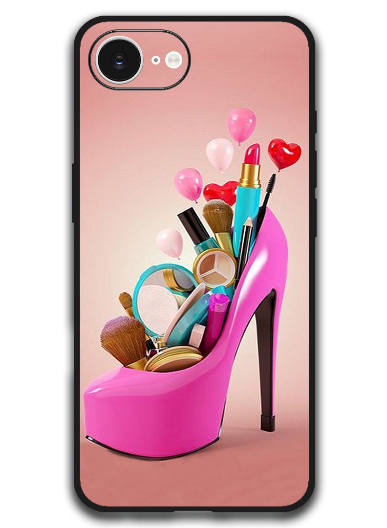 Theodor Case Compatible with Apple iPhone 17e / 16e 6.1 Inch Protection Shockproof Bumper Cover - Shoe With Makeup Items - Image 1