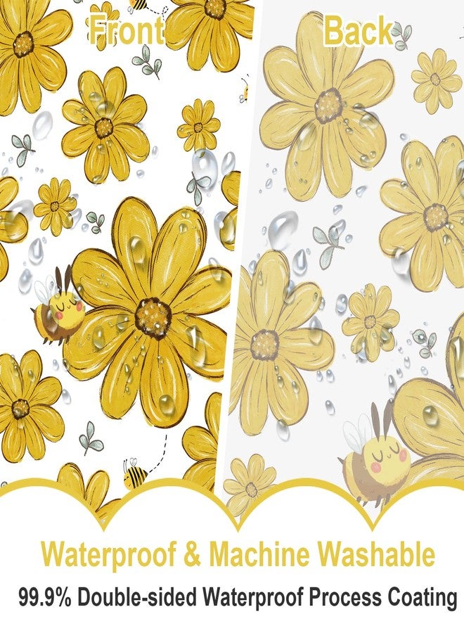 Baccessor Spring Summer Shower Curtain Cute Sunflower Bee Shower Curtain Bathroom Bath Decor Waterproof Weighted with Hooks 72 W x72 H Inch - Image 3