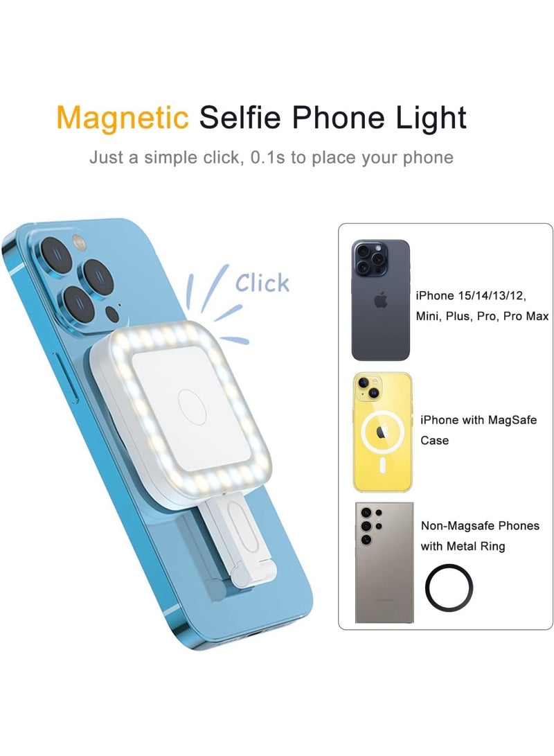 SOLARAE Magnetic Led Selfie Light for iPhone, Pocket Size Phone Fill Light with 6 Lighting Modes, Portable Cell Phone Light for Vlog Selfies TikTok Live Streaming Video Conference, Black - Image 2