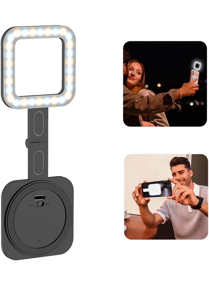 SOLARAE Magnetic Led Selfie Light for iPhone, Pocket Size Phone Fill Light with 6 Lighting Modes, Portable Cell Phone Light for Vlog Selfies TikTok Live Streaming Video Conference, Black - Image 1