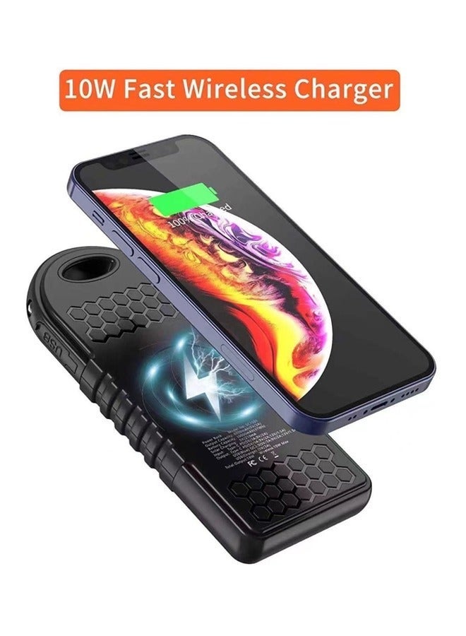 راكسوم بنك طاقة يعمل بالطاقة الشمسية بسعة 10000 مللي أمبير يدعم الشحن اللاسلكي والسلكي ومصباح الإضاءة الخارجي - Image 1