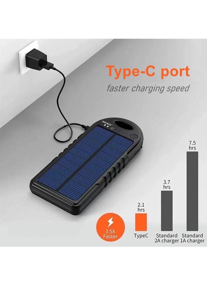 راكسوم بنك طاقة يعمل بالطاقة الشمسية بسعة 10000 مللي أمبير يدعم الشحن اللاسلكي والسلكي ومصباح الإضاءة الخارجي - Image 2