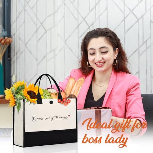 Afterprints Boss Gifts for Women, Best Boss Lady Canvas Tote Bag, Gifts for Bosses on Christmas, Birthday, Bosses Female Leaving, Travel Beach Bag - Image 2