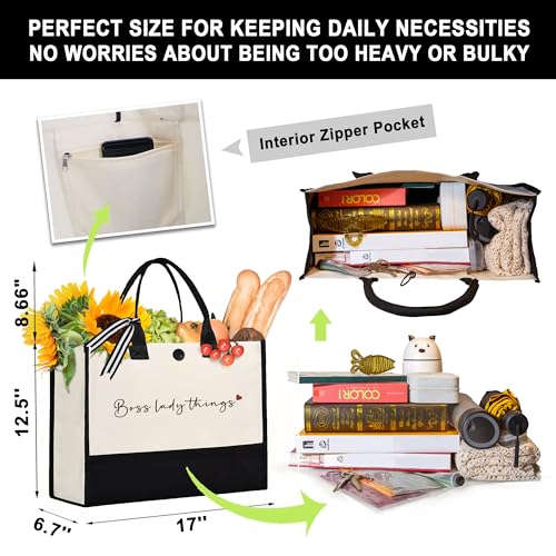 Afterprints Boss Gifts for Women, Best Boss Lady Canvas Tote Bag, Gifts for Bosses on Christmas, Birthday, Bosses Female Leaving, Travel Beach Bag - Image 5