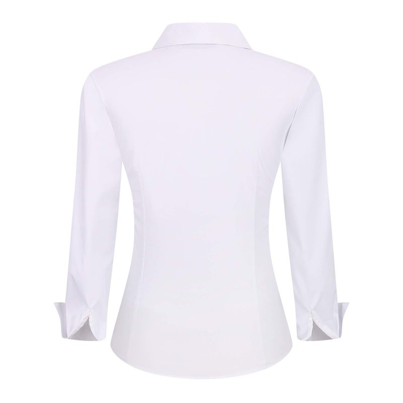 Alex Vando Womens Dress Shirts Wrinkle Free Stretch Button Down Shirt,White,XL - Image 2