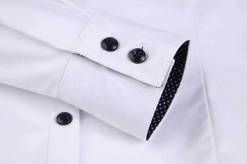 Alex Vando Womens Dress Shirts Wrinkle Free Stretch Button Down Shirt,White,XL - Image 4