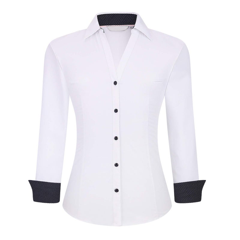 Alex Vando Womens Dress Shirts Wrinkle Free Stretch Button Down Shirt,White,XL - Image 1