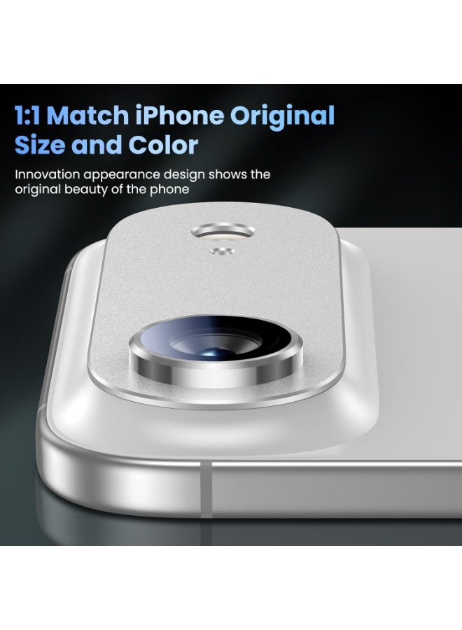 أكاليكس واقي عدسة الكاميرا لهاتف iPhone 17 Air، غطاء حلقي من الزجاج المقوى 9H بتغطية كاملة، لوحة معدنية غير لامعة، مناسب للحافظات، شاشة 6.5 بوصة، عبوة من قطعة واحدة (فضي) - Image 3
