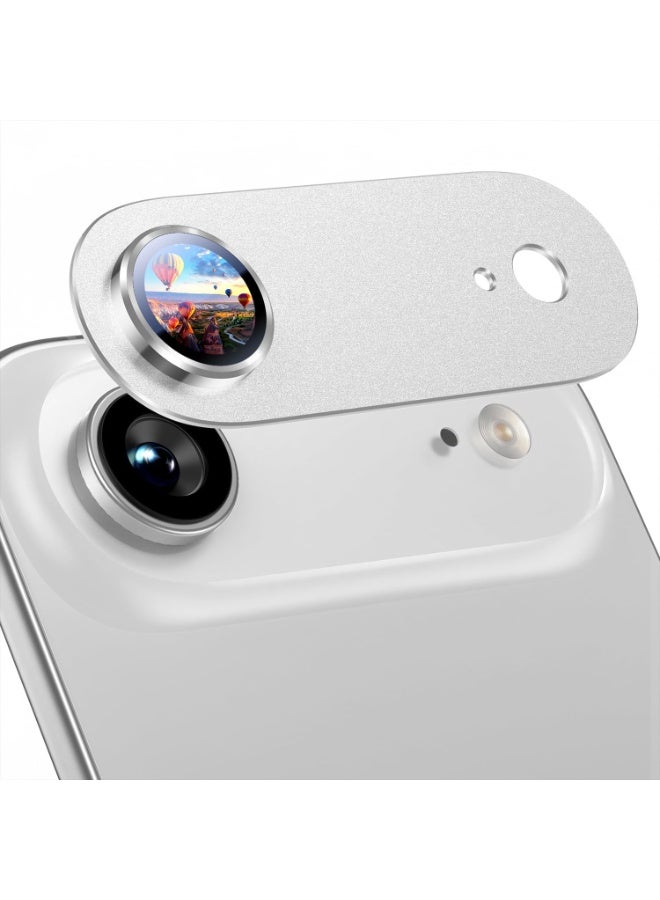 أكاليكس واقي عدسة الكاميرا لهاتف iPhone 17 Air، غطاء حلقي من الزجاج المقوى 9H بتغطية كاملة، لوحة معدنية غير لامعة، مناسب للحافظات، شاشة 6.5 بوصة، عبوة من قطعة واحدة (فضي) - Image 1