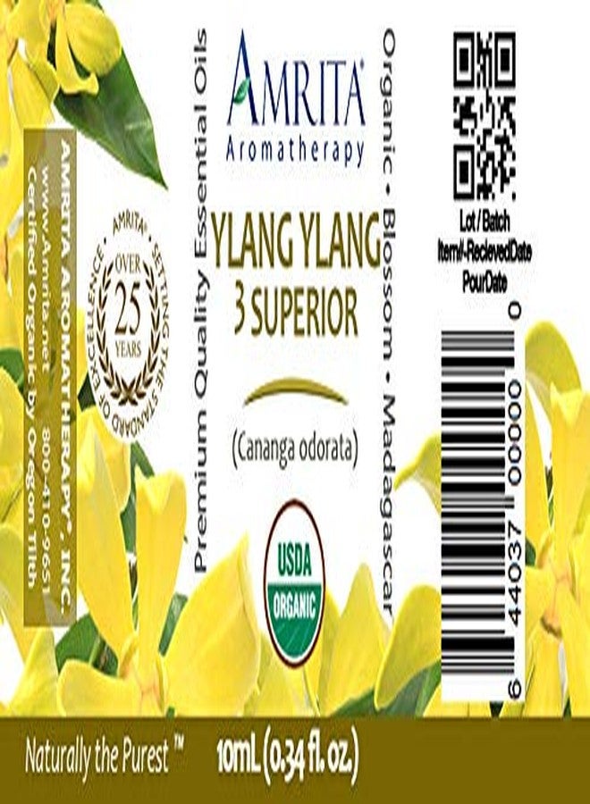 AMRITA Aromatherapy: Organic Ylang Ylang, Superior Essential Oil - Cananga odorata - 100% Pure Undiluted & Therapeutic Grade, Premium Quality Aromatherapy Oils, Tested & Verified - 10ML - Image 2