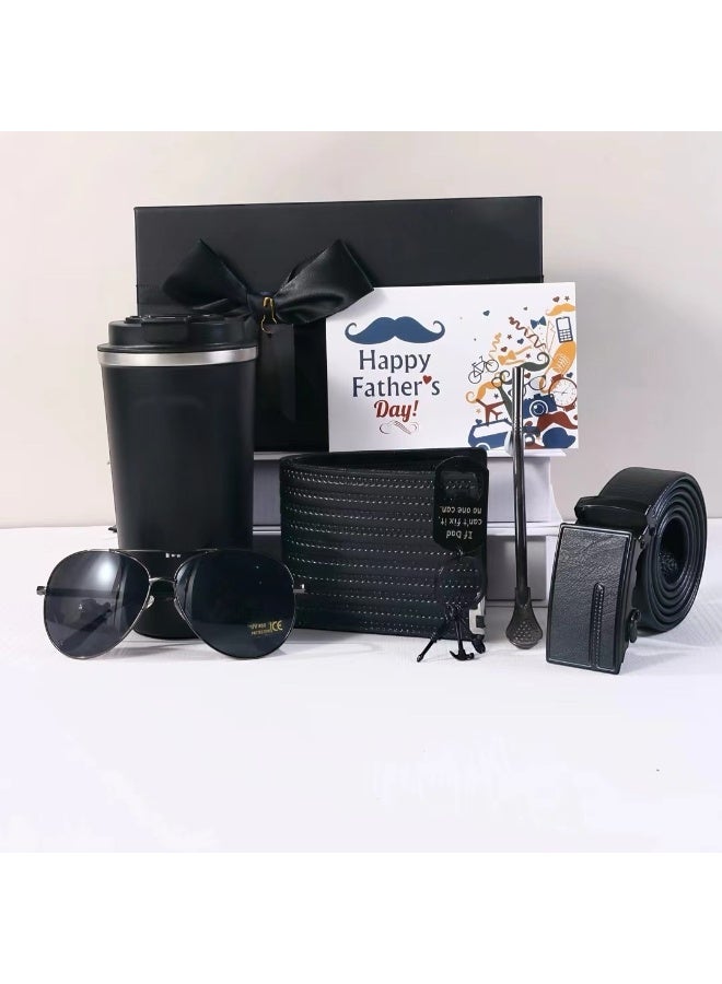 OLUDENIZ Gentleman’s Black Elegance Gift Set – Wallet, Sunglasses, Digital Temperature Display Coffee Tumbler & Accessories - Image 2