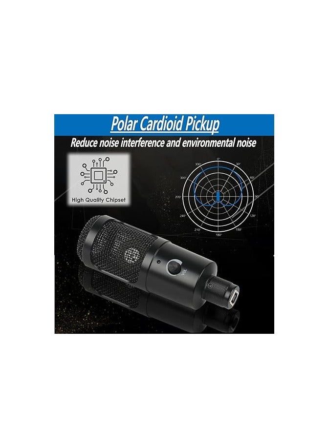 ميكروفون USB مباشر التوصيل، ميكروفون مكثف ذو استلام مشري، لتسجيلات جهاز كمبيوتر أو لابتوب، يدوي وخفيف الوزن، مجموعة ميكروفونات مع حامل خارجي. - Image 2