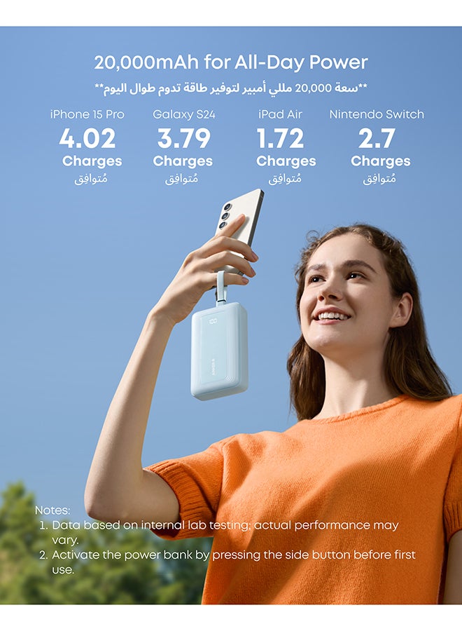 Zolo Power Bank, 20,000mAh 30W Max Fast Portable Charger with Built-in USB-C and MFi Certified Lightning Cables, 1 USB-C, 1 USB-A, Battery Pack for iPhone 17/16 Series, Galaxy, and more - Image 4