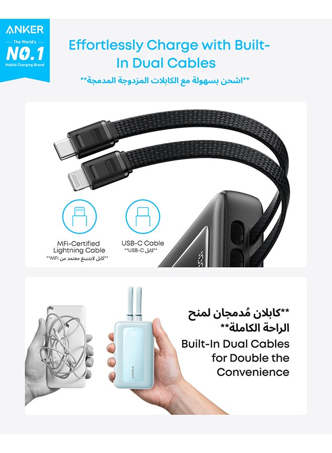 Zolo Power Bank, 20,000mAh 30W Max Fast Portable Charger with Built-in USB-C and MFi Certified Lightning Cables, 1 USB-C, 1 USB-A, Battery Pack for iPhone 17/16 Series, Galaxy, and more - Image 3