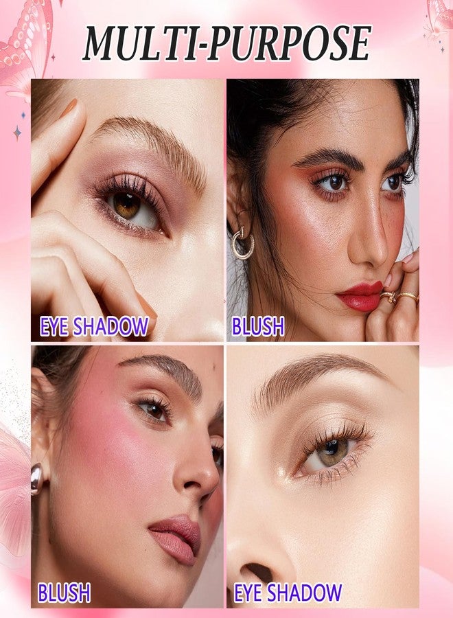 Euphily 4 Colors Cream Blush Palette for Cheek, Facial All in One Blush Makeup Palette, Long-lasting Blendable Matte Cheeks Makeup, Lightweight Moisturizing Face Make Up Made for Mature Skin 02# HONEY - Image 4