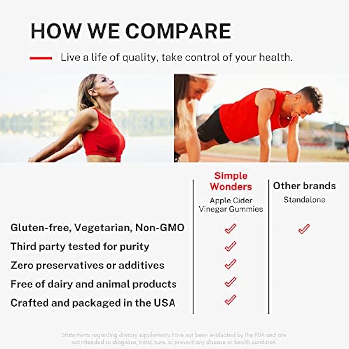 SIMPLE WONDERS Apple Cider Vinegar Gummies with The Mother - ACV Gummies for Detox, Cleansing & Immune Support - Made with Black Carrot & Ginger Dry Extract - Pectin Based, Non-GMO, Gluten-Free (120 Gummies) - Image 4