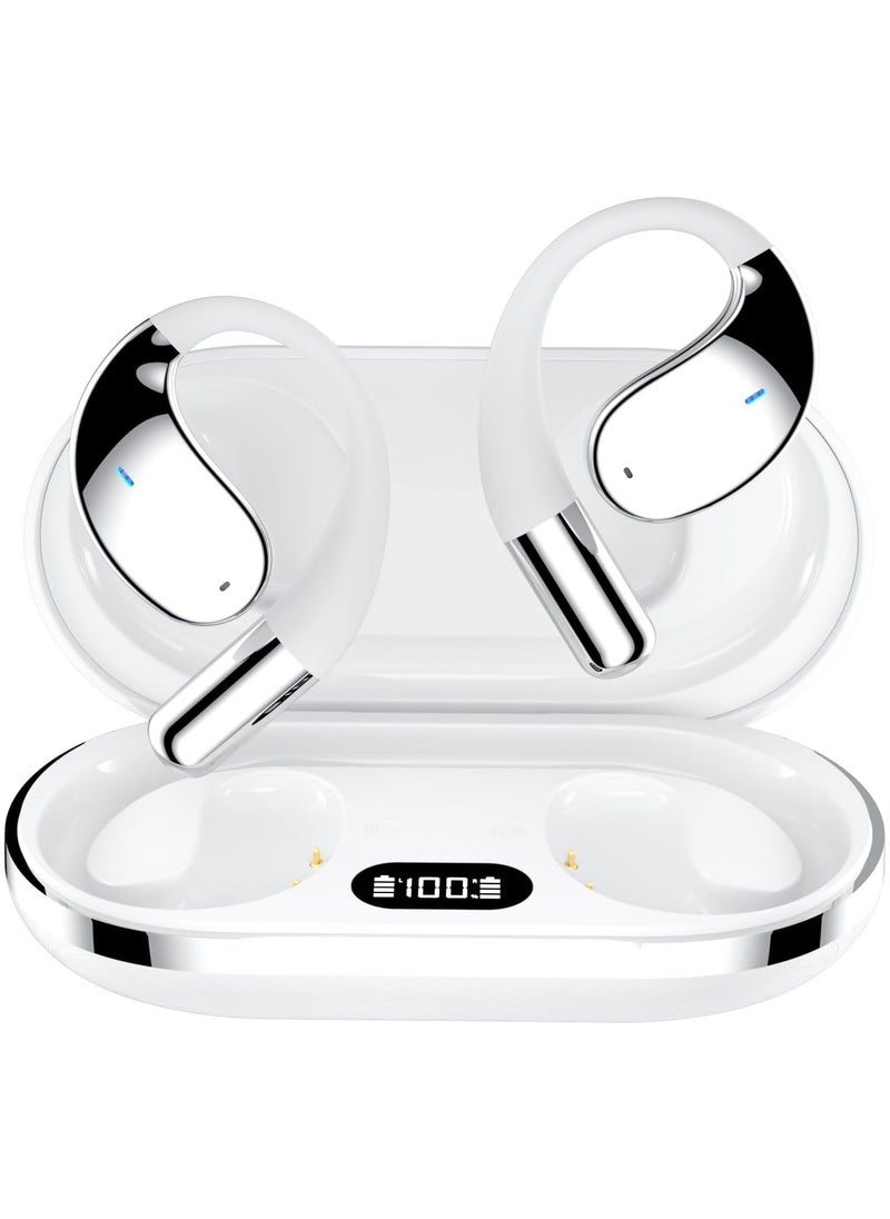JBLTM Wireless open-ear Bluetooth earbuds with ear hooks, painless wired earbuds, running sports earbuds, open-ear Bluetooth fitness earbuds, over-ear IPX5 waterproof earbuds, ENC noise-canceling wireless ear-hook earbuds with LED digital display, charging box, sweat-proof for running, suitable for sports runners, skin color  - Image 1