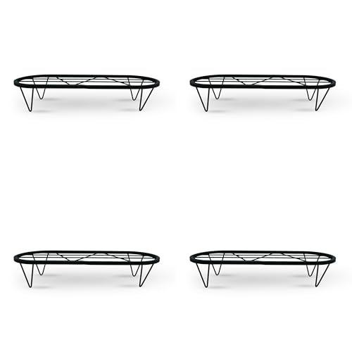 BonKaso Heavy Duty Stadium Plant Stand: 60.9X 22.5 x 12.7 cm, Black - Set of 4, Modern Design for Indoor & Outdoor Use, Sturdy, Anti-Rust Planter Stand for Garden, Balcony, Patio - Image 1