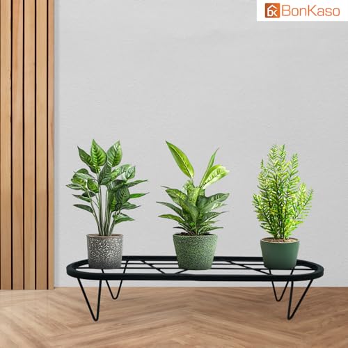 BonKaso Heavy Duty Stadium Plant Stand: 60.9X 22.5 x 12.7 cm, Black - Set of 4, Modern Design for Indoor & Outdoor Use, Sturdy, Anti-Rust Planter Stand for Garden, Balcony, Patio - Image 5