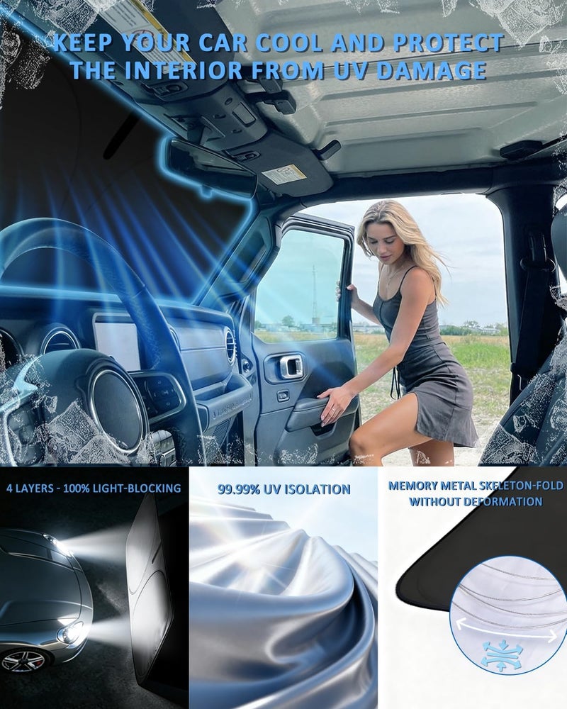 ZOIBV for Honda CR-V CRV 2017-2022 (Not for 2022 Sport) Sun Shade Sunshade Windshield Cover, 4-Layer Front Window Shade Custom Fit CRV Sun Visor 240T Retractable Shade Cooler Car Accessories - Image 3