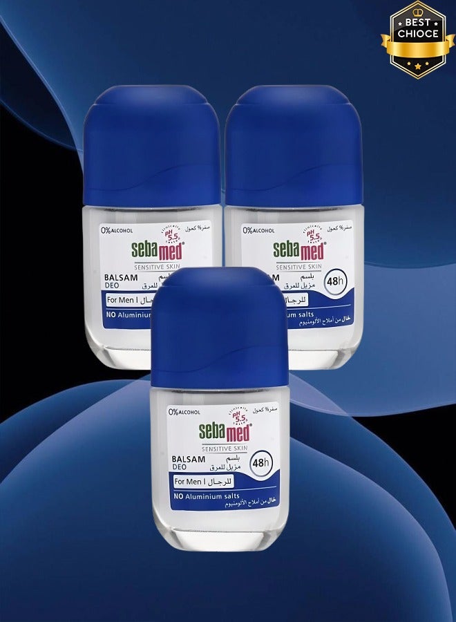 Sebamed 3 Pieces Sensitive Skin Balsam Deo For Men No Aluminium Salts 48 Hours 50ml - Image 1