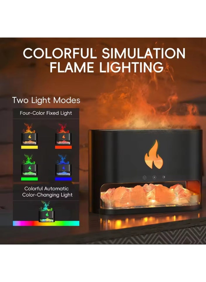 مرطب هواء ثلاثي الأبعاد مع موزع زيوت عطرية، بخاخ ضبابي بالموجات فوق الصوتية سعة 250 مل، أضواء LED بسبعة ألوان، حجر ملح الهيمالايا - Image 1