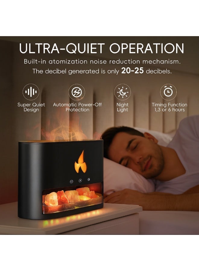 مرطب هواء ثلاثي الأبعاد مع موزع زيوت عطرية، بخاخ ضبابي بالموجات فوق الصوتية سعة 250 مل، أضواء LED بسبعة ألوان، حجر ملح الهيمالايا - Image 2