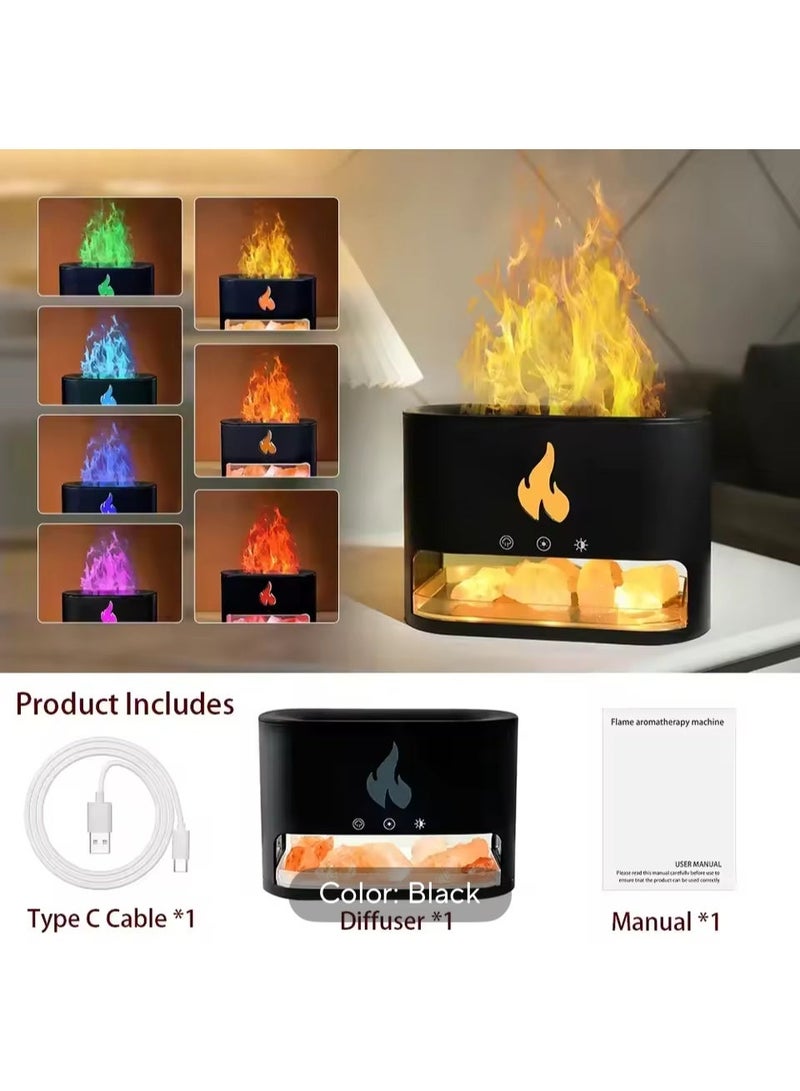 مرطب هواء ثلاثي الأبعاد مع موزع زيوت عطرية، بخاخ ضبابي بالموجات فوق الصوتية سعة 250 مل، أضواء LED بسبعة ألوان، حجر ملح الهيمالايا - Image 3