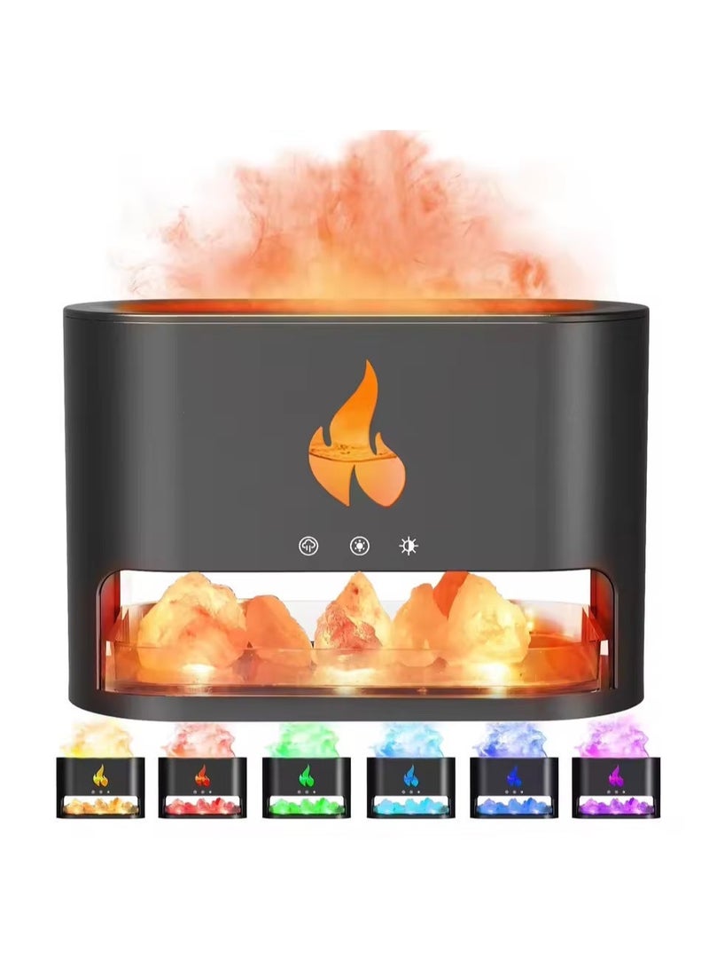 مرطب هواء ثلاثي الأبعاد مع موزع زيوت عطرية، بخاخ ضبابي بالموجات فوق الصوتية سعة 250 مل، أضواء LED بسبعة ألوان، حجر ملح الهيمالايا - Image 4