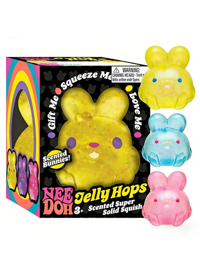 نيدوه لعبة نيدوه جيلي هوبس الأرنب المضغوط المعطر – لعبة حسية للضغط لتخفيف التوتر للأطفال والبالغين، مضاد للقلق ومساعد للتركيز لمرضى اضطراب فرط الحركة، لعبة مكتب (باللون الوردي) - Image 1