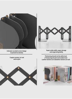 Generic Expandable Bookends Stand Metal Book Organizer Adjustable Bookshelf For Home School Office  - Image 2