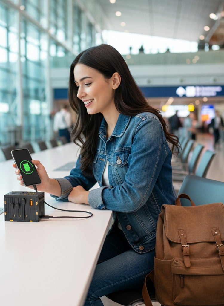 NAIECO GaN 65W USB C Charger ,Universal Travel Adapter,International Fast Charger | Worldwide Wall Charger Plug with 4 USB-C PD & 1 USB Port | Compatible with iPhone, Samsung, Huawei, Xiaomi, iPad, MacBook, Laptop & Tablet | Compact Portable All-in-One Charging Adapter for 200+ Countries | Multi-Port Global Power Adapter with Smart IC Technology | Type-C PD 65W High-Speed Charging for Phones, Laptops & Gadgets | Safe, Durable & Heat-Resistant Universal Plug Charger for Travel, Home & Office Use | Built-in UK, US, EU, AU Plug | Perfect for Business Travelers, Holiday Trips & Daily Charging Needs | Lightweight, Foldable & Easy to Carry | NAIECO Worldwide GaN III 65W Travel Charger – The Ultimate Power Solution for All Your Devices - Image 4