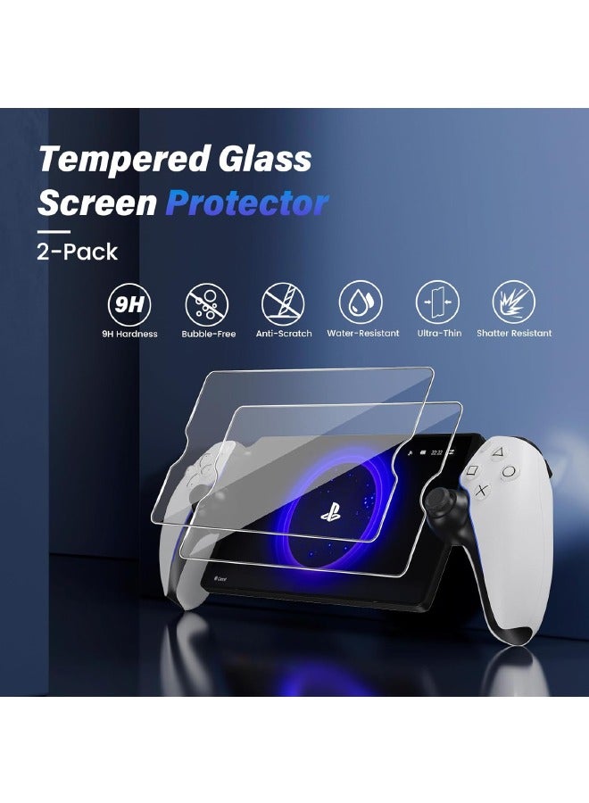 واقي شاشة مكون من قطعتين متوافق مع مشغل PlayStation Portal Remote Player، واقي شاشة من الزجاج المقوى فائق الدقة لبوابة PlayStation، صلابة 9H، مقاوم للخدش ومضاد لبصمات الأصابع شفاف كريستالي - Image 2