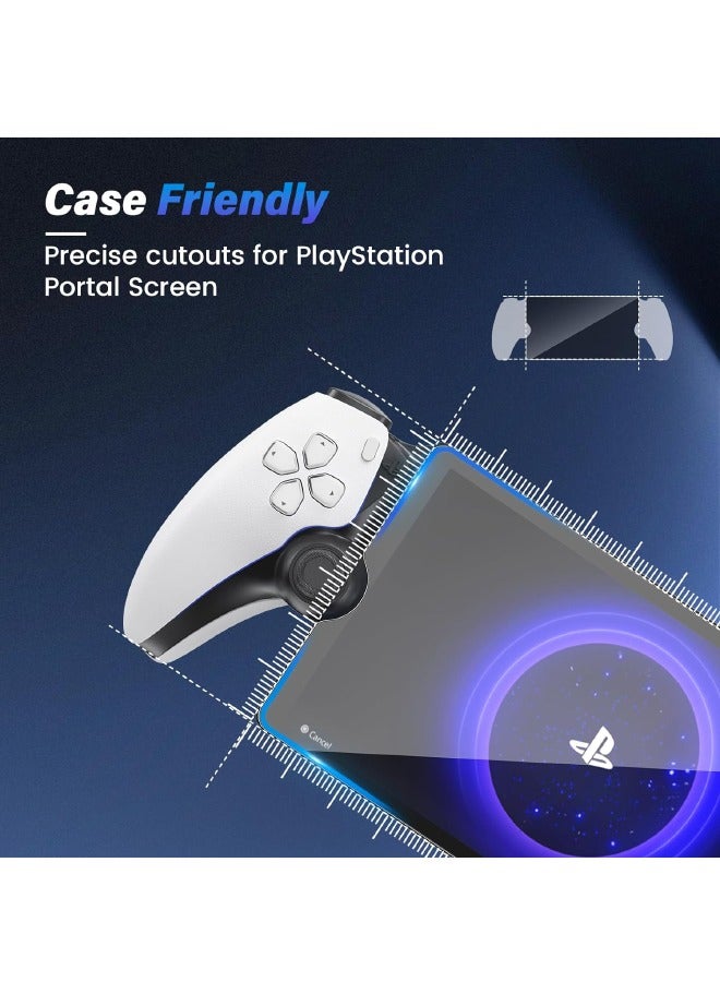واقي شاشة مكون من قطعتين متوافق مع مشغل PlayStation Portal Remote Player، واقي شاشة من الزجاج المقوى فائق الدقة لبوابة PlayStation، صلابة 9H، مقاوم للخدش ومضاد لبصمات الأصابع شفاف كريستالي - Image 4