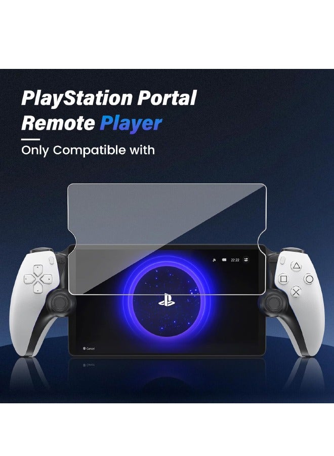 واقي شاشة مكون من قطعتين متوافق مع مشغل PlayStation Portal Remote Player، واقي شاشة من الزجاج المقوى فائق الدقة لبوابة PlayStation، صلابة 9H، مقاوم للخدش ومضاد لبصمات الأصابع شفاف كريستالي - Image 3