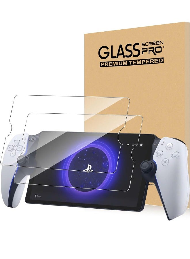 واقي شاشة مكون من قطعتين متوافق مع مشغل PlayStation Portal Remote Player، واقي شاشة من الزجاج المقوى فائق الدقة لبوابة PlayStation، صلابة 9H، مقاوم للخدش ومضاد لبصمات الأصابع شفاف كريستالي - Image 1