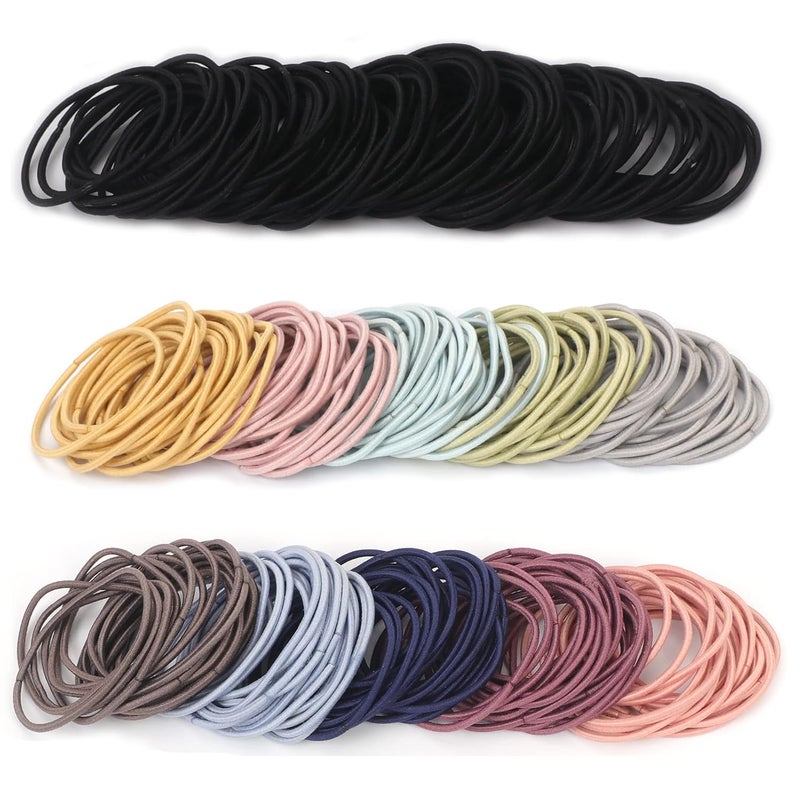 Unaone Hair Elastics Ties 300 PCS Stretchable Rubber Hair Band No Crease Hair Band 2mm for Thin Hair Suitable for Women Men Girls and Boys