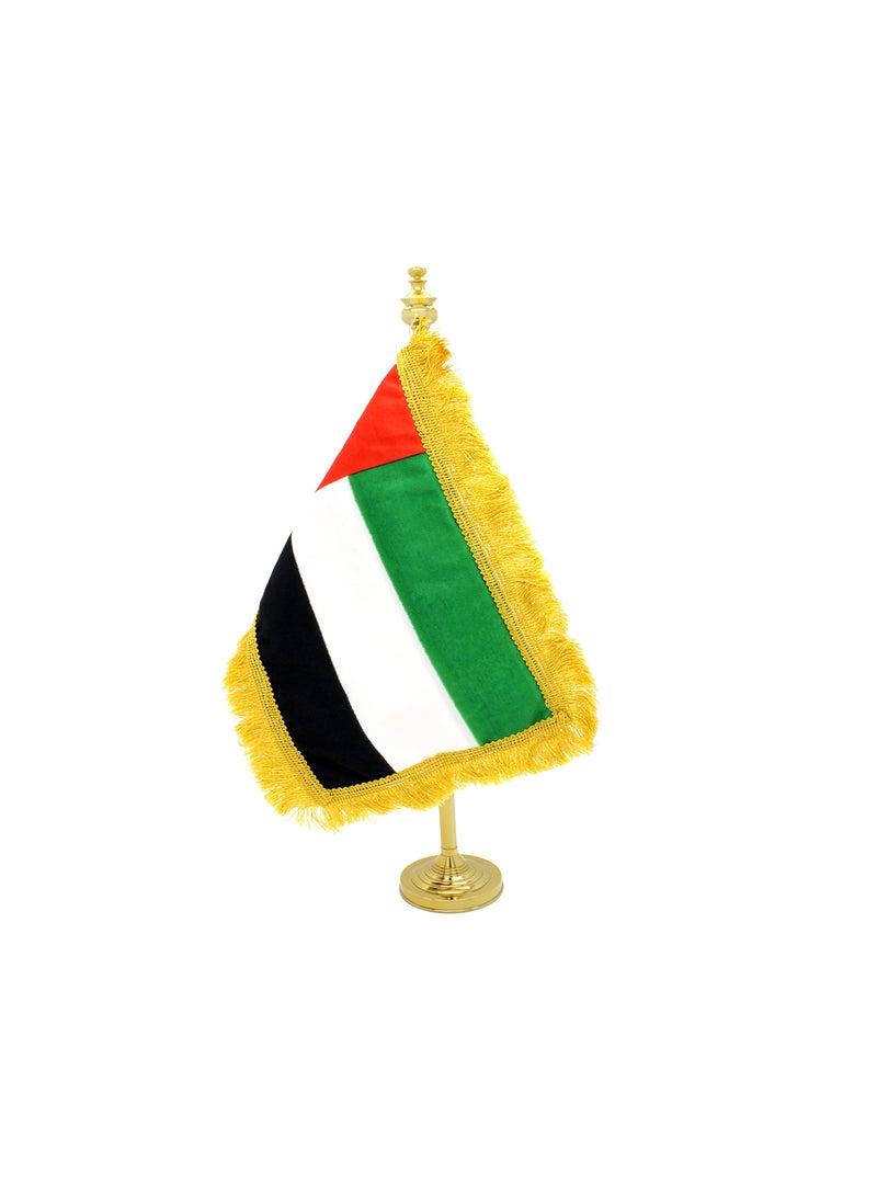 Generic UAE Table Flag Stand–Durable Metal Flagpole Holder For Office,Home,Desk,Or Events Conference Table Decoration–Mini Flags Pole Holder-Metal Flag Stand For Schools  - Image 1