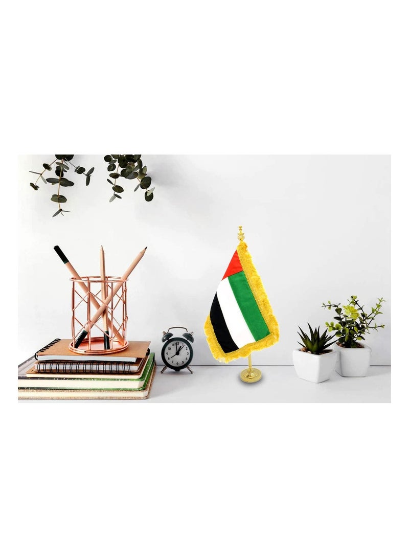 Generic UAE Table Flag Stand–Durable Metal Flagpole Holder For Office,Home,Desk,Or Events Conference Table Decoration–Mini Flags Pole Holder-Metal Flag Stand For Schools  - Image 4