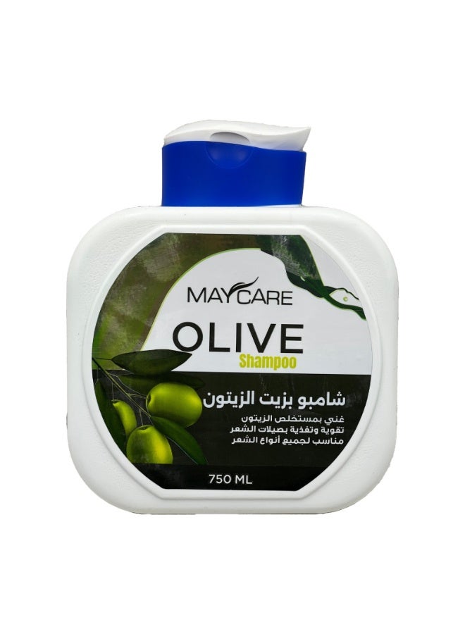 Olive oil shampoo with olive extract strengthens and nourishes hair follicles, suitable for all hair types.