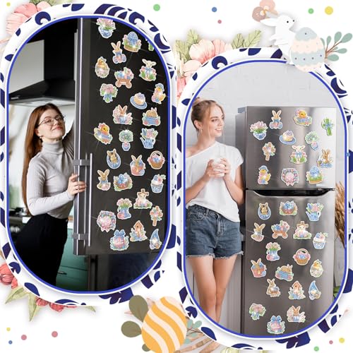 Tellegloww 30 Pcs Easter Diamond Painting Magnets Chinoiserie Easter Diamond Art Magnet Kits for Adults 5D Rhinestone Porcelain Egg Bunny Refrigerator Magnetic Stickers for Fridge DIY Crafts Gifts - Image 2