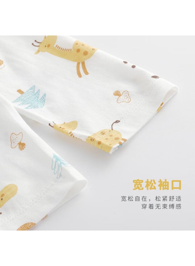 Shu Beiyi Shubeyi Baby Clothing Underwear Set Children's Pajamas Baby Summer Air Conditioning Clothes Pure Cotton Open Autumn Clothes Yellow 100cm - Image 1
